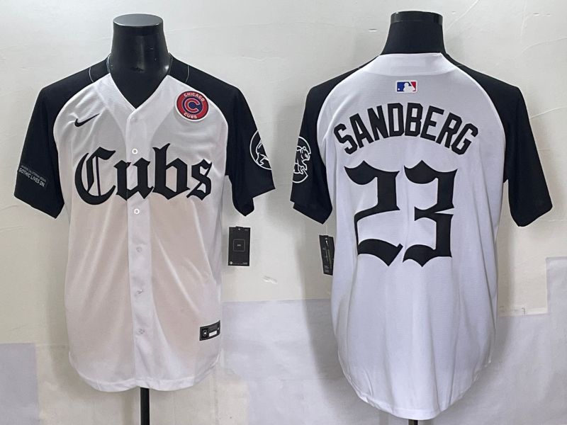 Men 2025 Chicago Cubs #23 Sandberg White black Five generations Joint Name Nike MLB Jersey style 62312